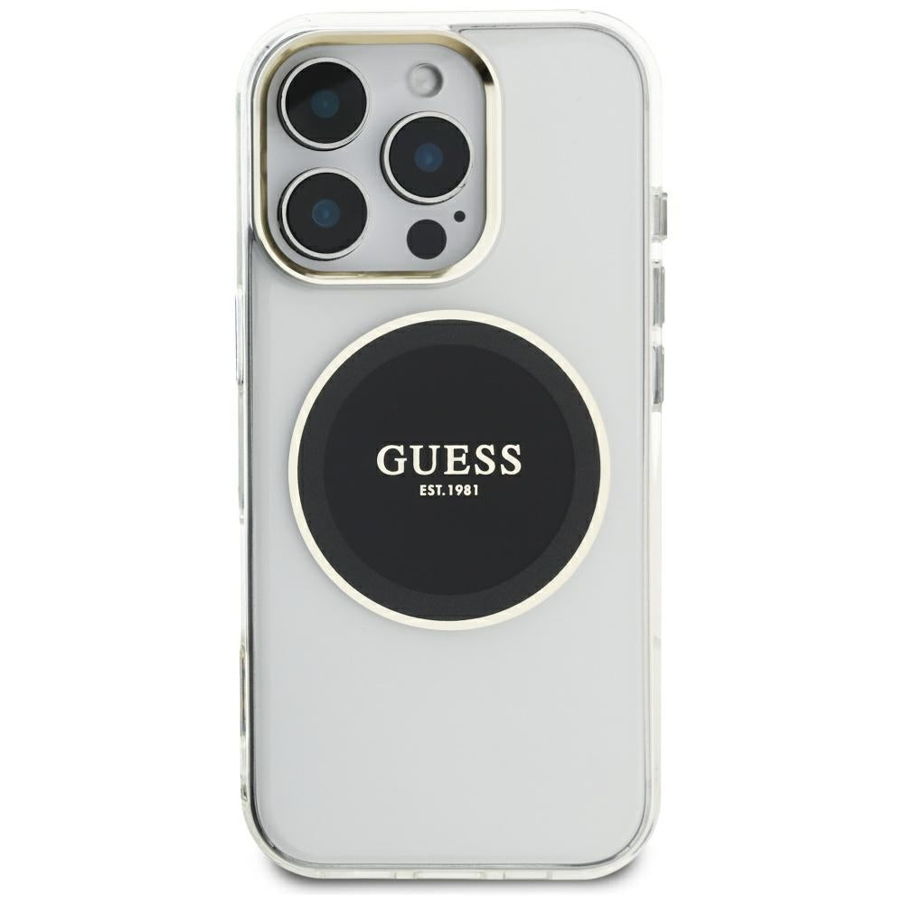 MagSafe tok Apple iPhone 16 Pro Max-hoz, Guess, IML Metal Colored Circle, Fekete