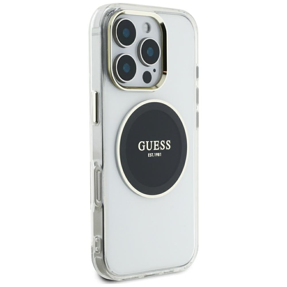 MagSafe tok Apple iPhone 16 Pro Max-hoz, Guess, IML Metal Colored Circle, Fekete