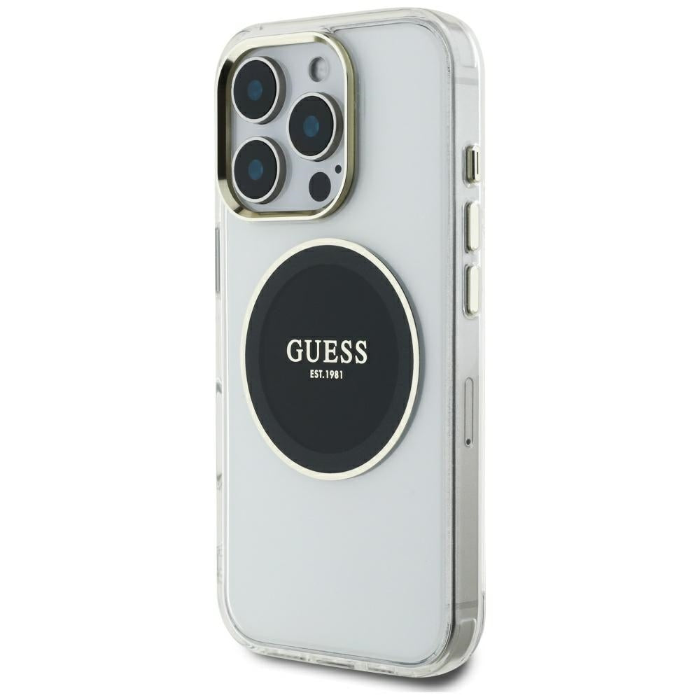 MagSafe tok Apple iPhone 16 Pro Max-hoz, Guess, IML Metal Colored Circle, Fekete