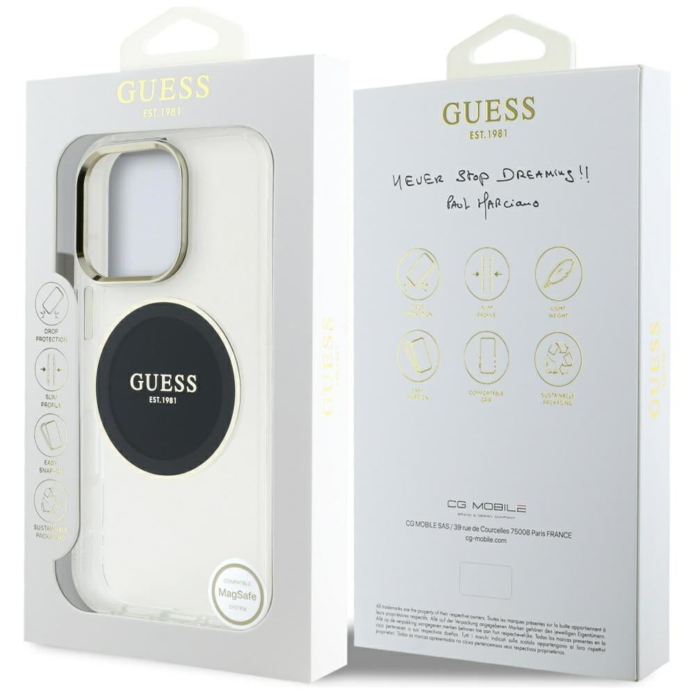 MagSafe tok Apple iPhone 16 Pro Max-hoz, Guess, IML Metal Colored Circle, Fekete