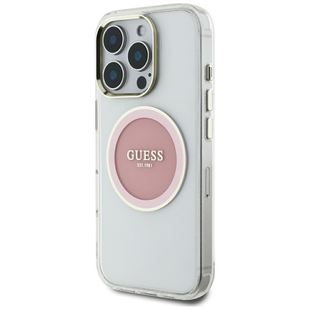 MagSafe tok Apple iPhone 16 Pro Max-hoz, Guess, IML Metal Colored Circle, Rózsaszín
