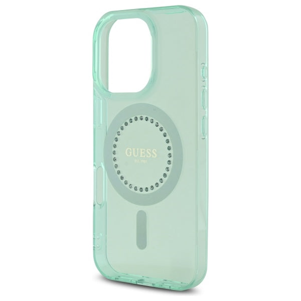 MagSafe tok Apple iPhone 16 Pro Max-hoz, Guess, IML Rhinestone, Zöld