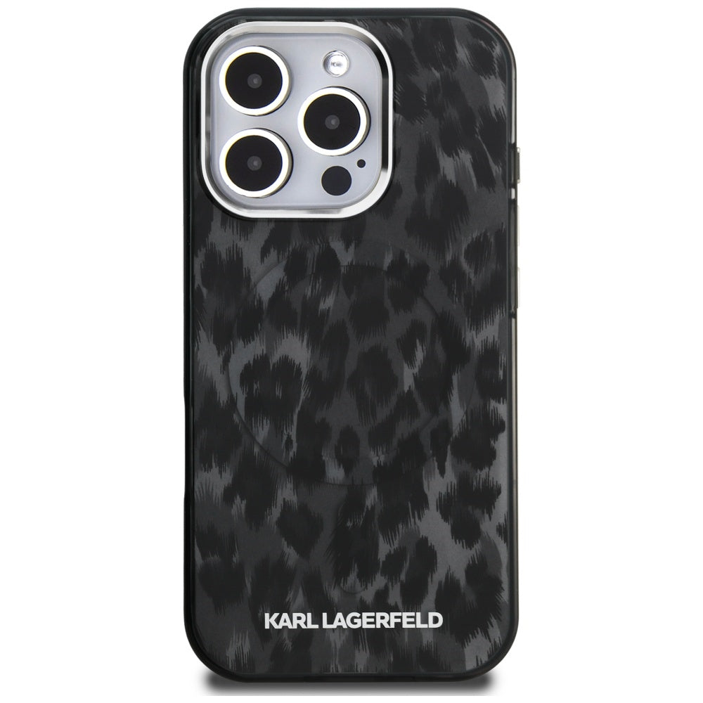 MagSafe tok Apple iPhone 16 Pro Max-hez, Karl Lagerfeld, IML Leopard minta, Fekete