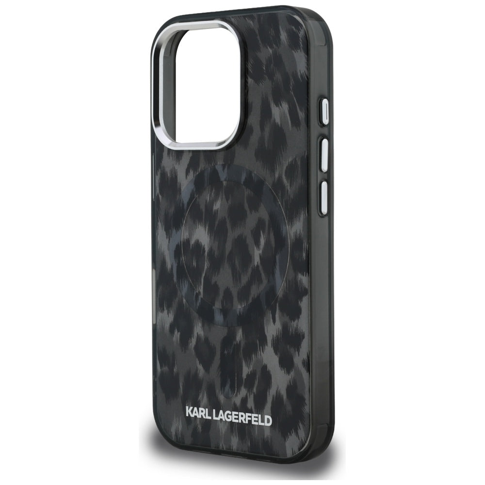 MagSafe tok Apple iPhone 16 Pro Max-hez, Karl Lagerfeld, IML Leopard minta, Fekete