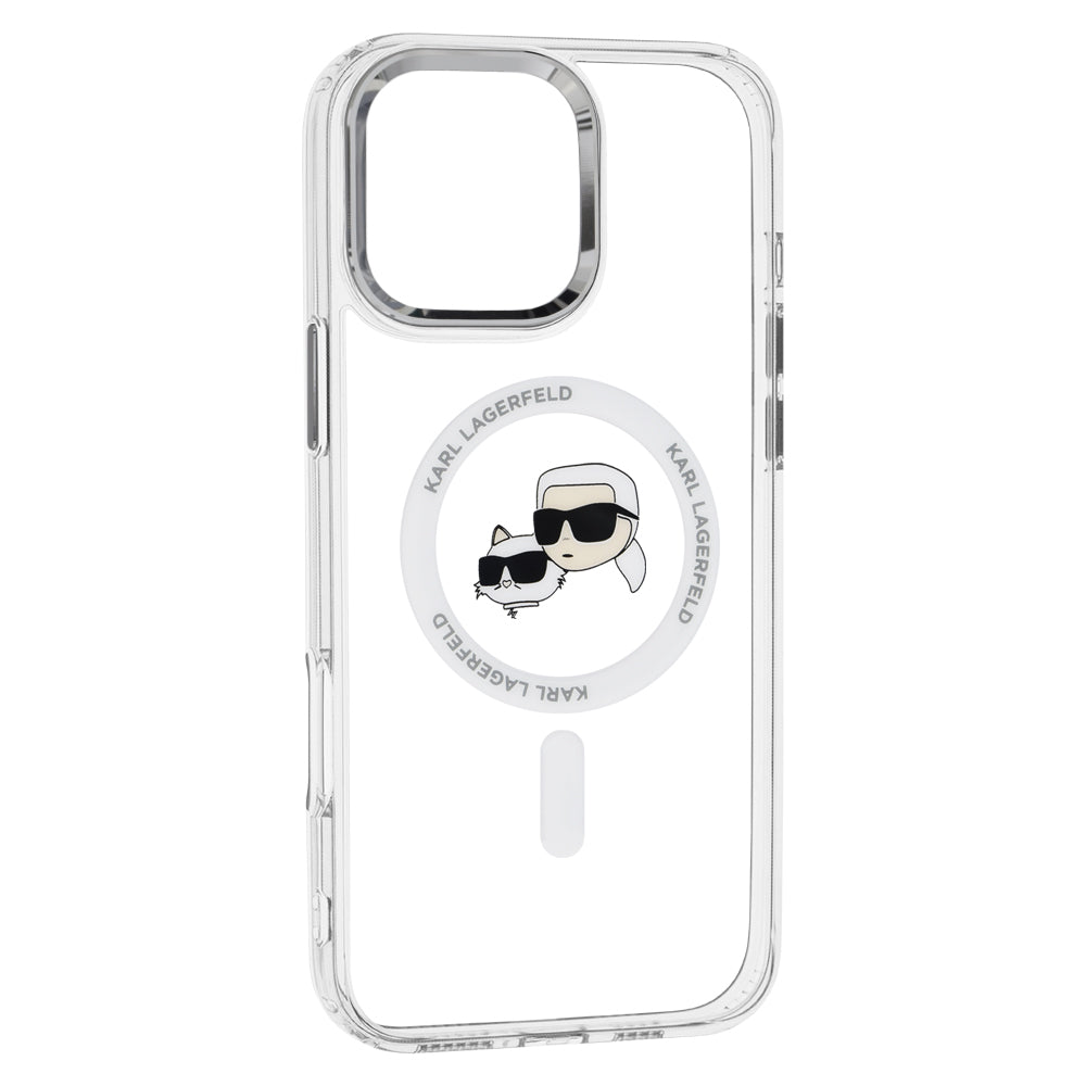 MagSafe tok Apple iPhone 16 Pro Max-hez, Karl Lagerfeld, IML Metal Karl & Choupette's Heads, Fehér