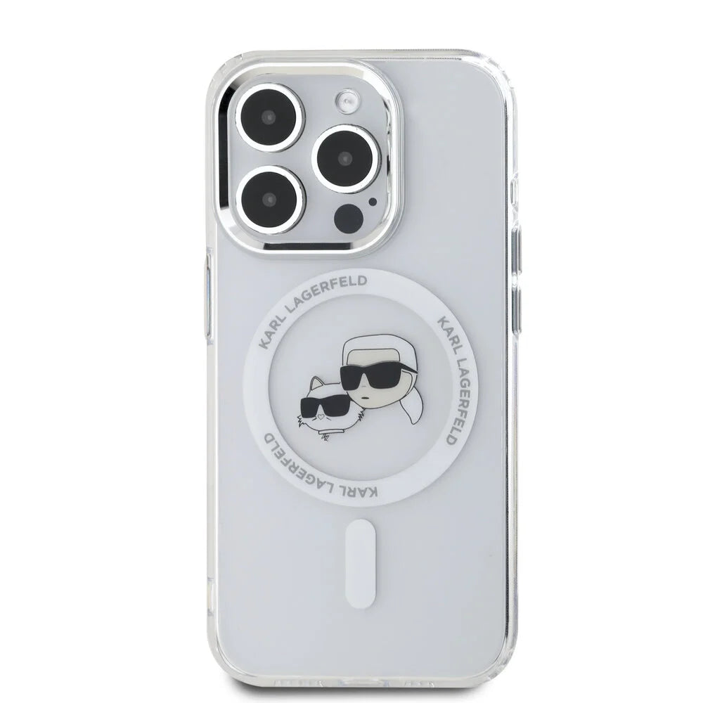 MagSafe tok Apple iPhone 16 Pro Max-hez, Karl Lagerfeld, IML Metal Karl & Choupette's Heads, Fehér