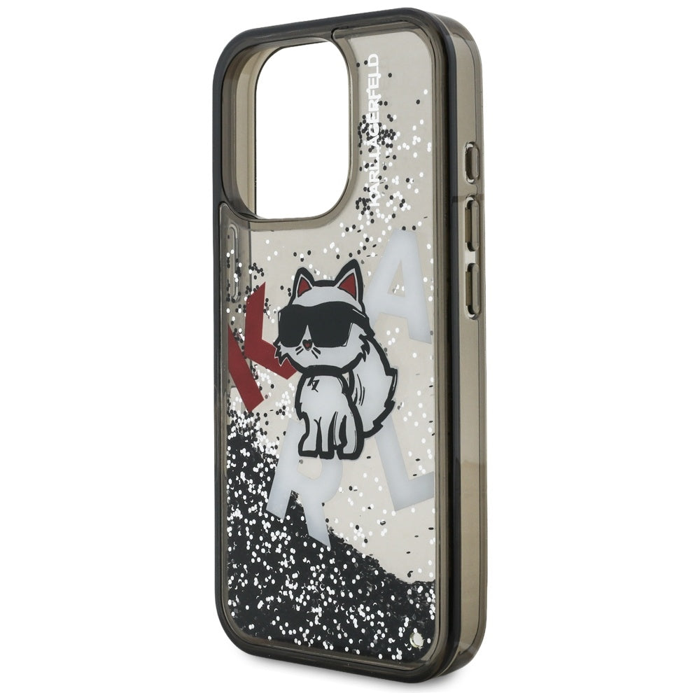 MagSafe tok Apple iPhone 16 Pro Max-hoz, Karl Lagerfeld, Liquid Glitter Choupette Logo, Fekete