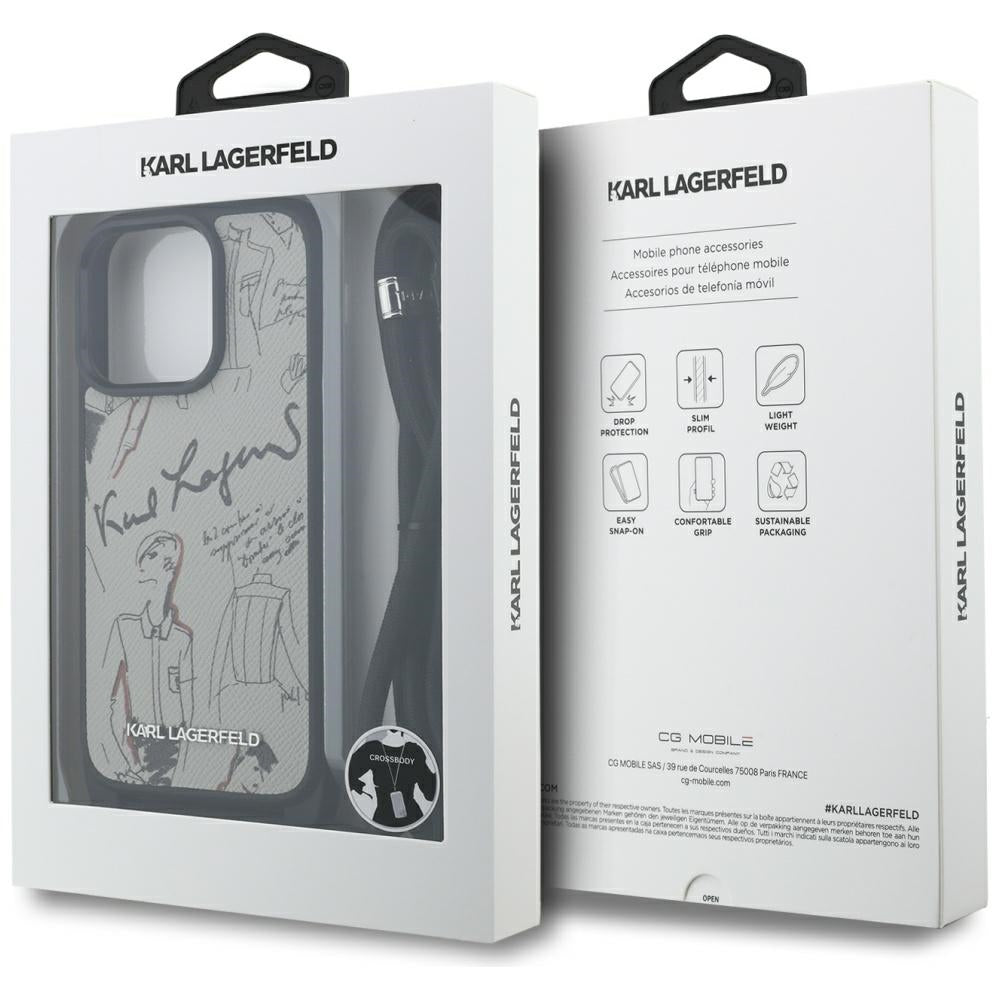 MagSafe tok Apple iPhone 16 Pro Max-hez, Karl Lagerfeld, Saffiano Crossbody, Szürke