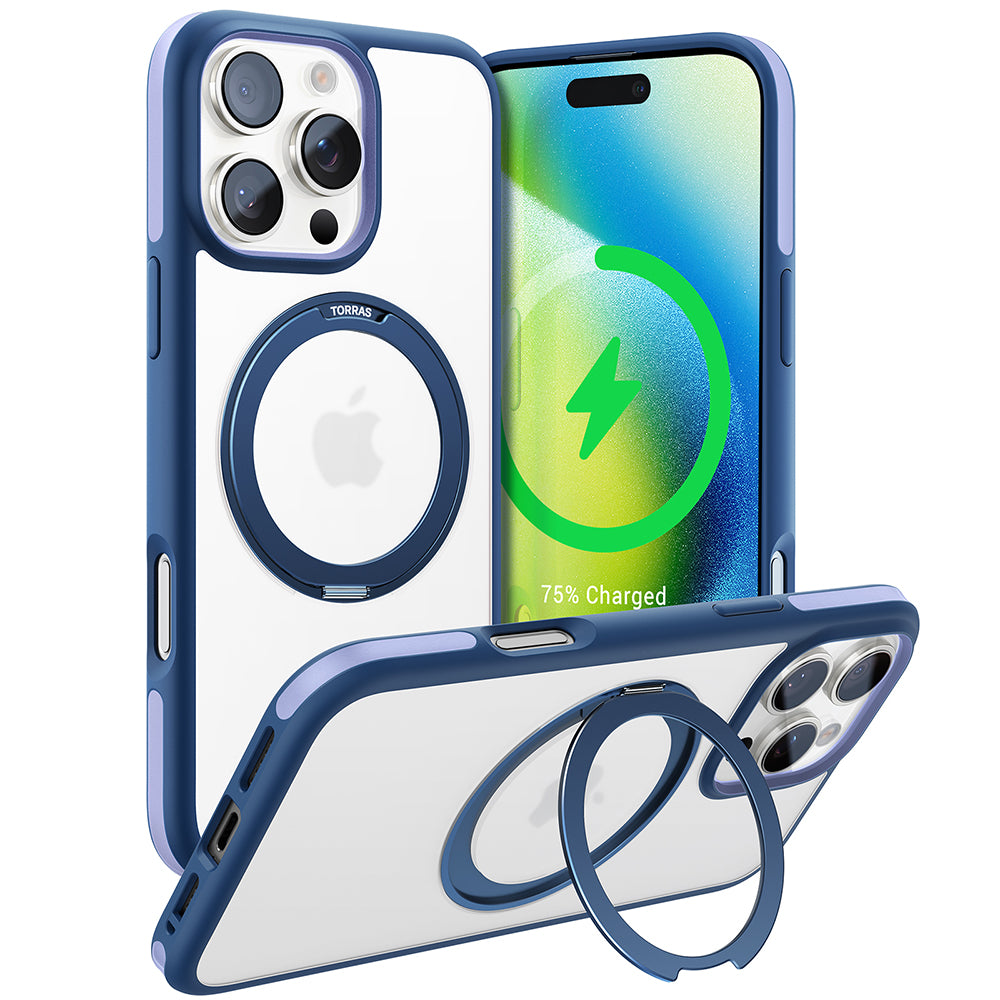 MagSafe Case for Apple iPhone 16 Pro Max, Torras, Ostand R Fusion, Navy Blue