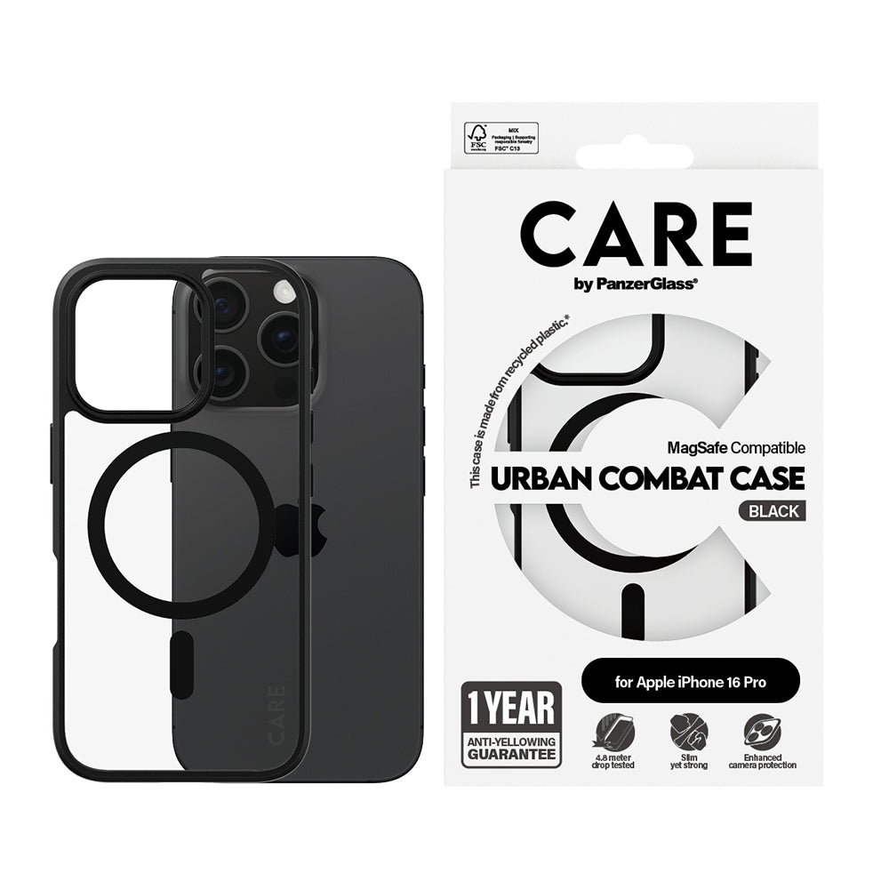MagSafe tok Apple iPhone 16 Pro-hoz, PanzerGlass, Care Urban Combat, Átlátszó Fekete
