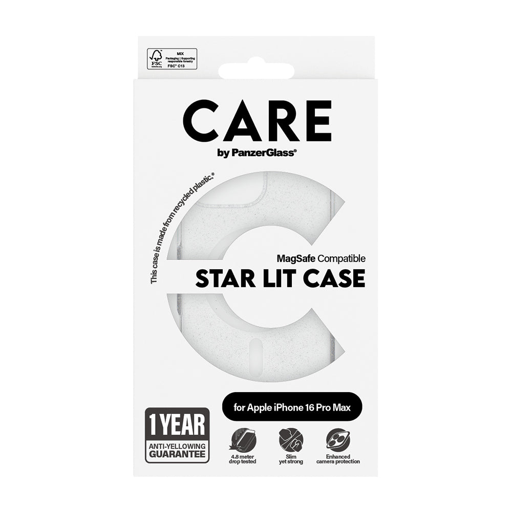 MagSafe tok Apple iPhone 16 Pro-hoz, PanzerGlass, Care Urban Combat Star Lit, Átlátszó Fehér