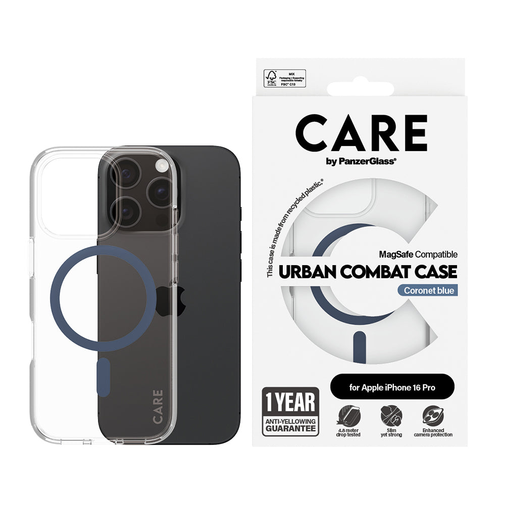 MagSafe tok Apple iPhone 16 Pro-hoz, PanzerGlass, Care Urban Combat, Kék Átlátszó