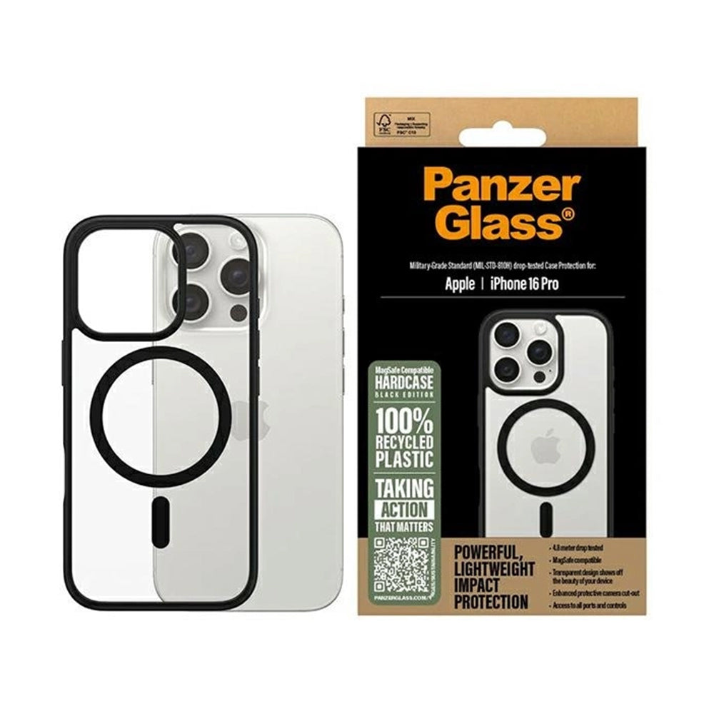 MagSafe tok Apple iPhone 16 Pro-hoz, PanzerGlass, Frame, Fekete Átlátszó