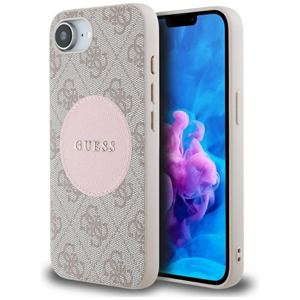 MagSafe Case for Apple iPhone 17e / 16e, Guess, 4G Circle Classic Logo, Pink