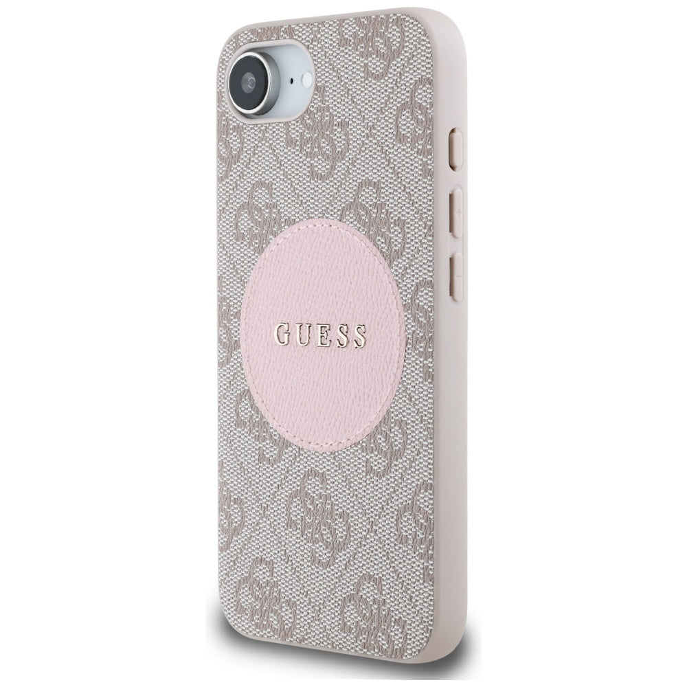 MagSafe Case for Apple iPhone 17e / 16e, Guess, 4G Circle Classic Logo, Pink