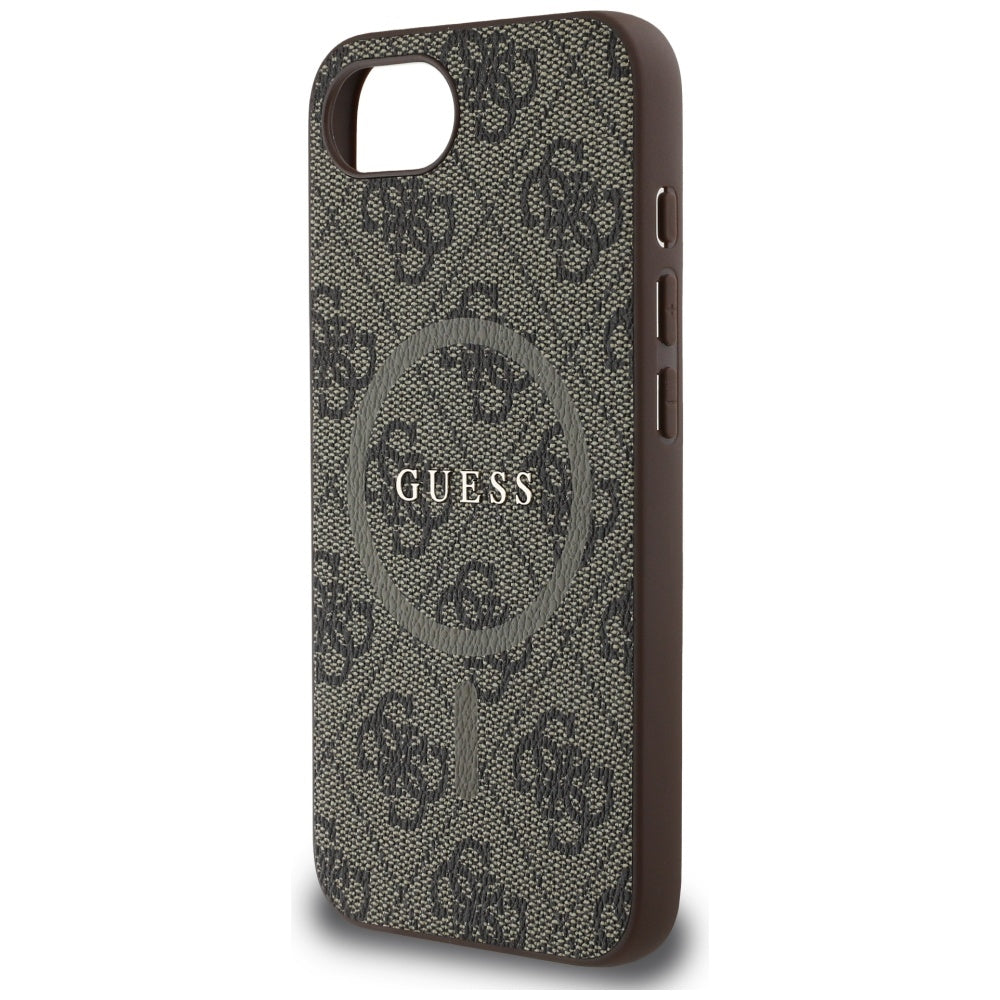 MagSafe Case for Apple iPhone 17e / 16e, Guess, 4G Ring Classic Logo, Brown