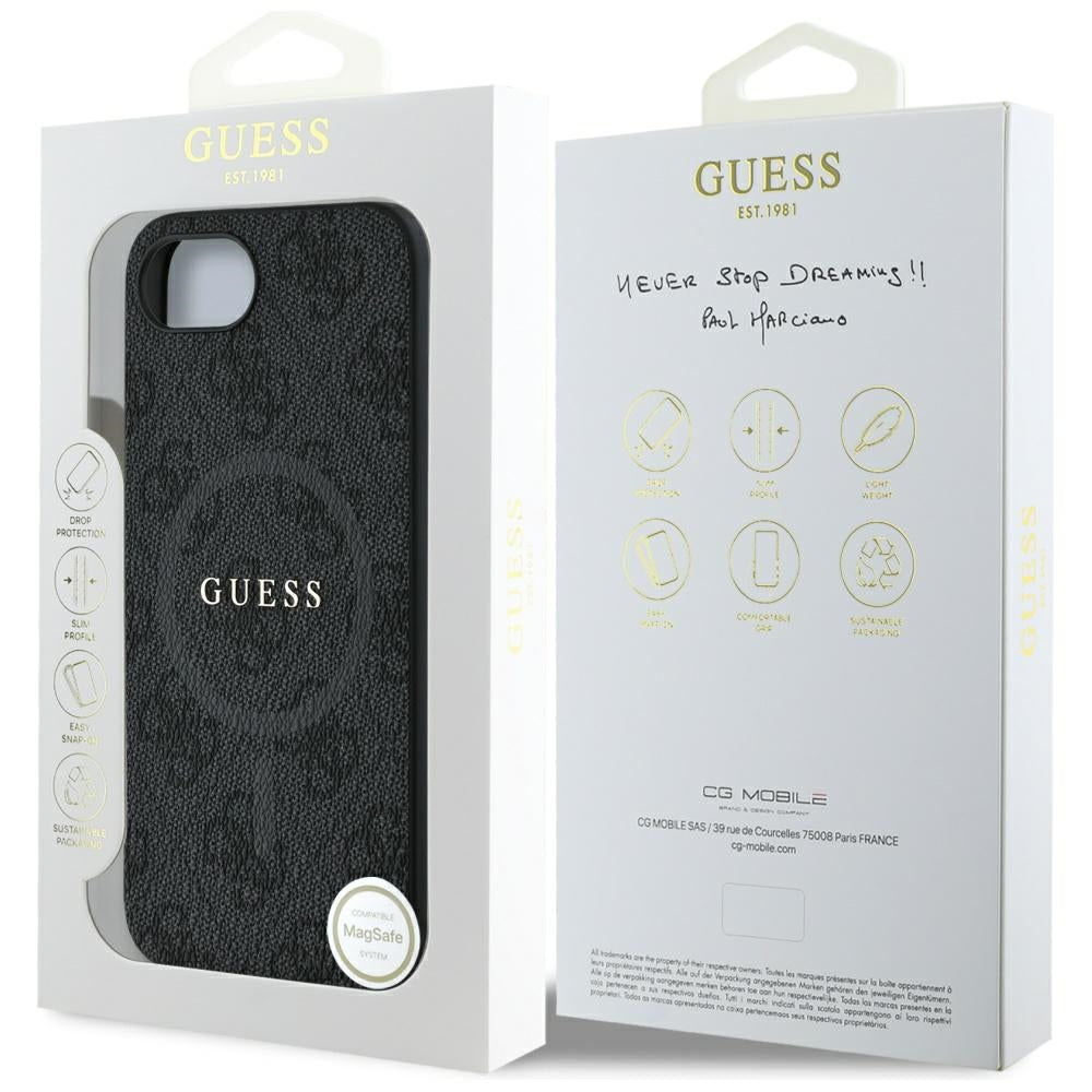 MagSafe tok Apple iPhone 17e / 16e készülékhez, Guess, 4G Ring Classic Logo, Fekete