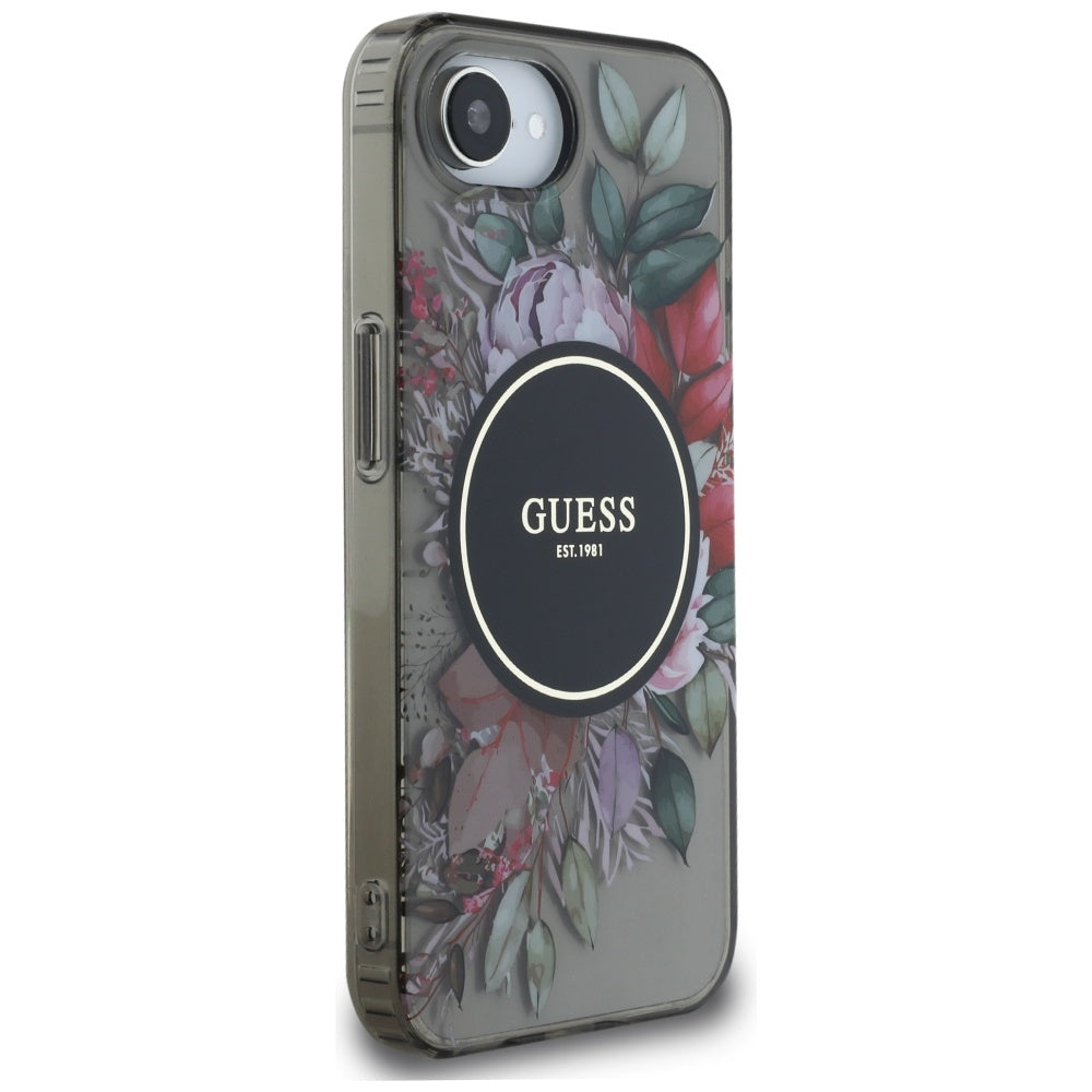 MagSafe tok Apple iPhone 17e / 16e készülékhez, Guess, IML Flowers, Fekete