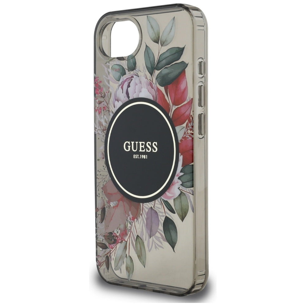MagSafe tok Apple iPhone 17e / 16e készülékhez, Guess, IML Flowers, Fekete