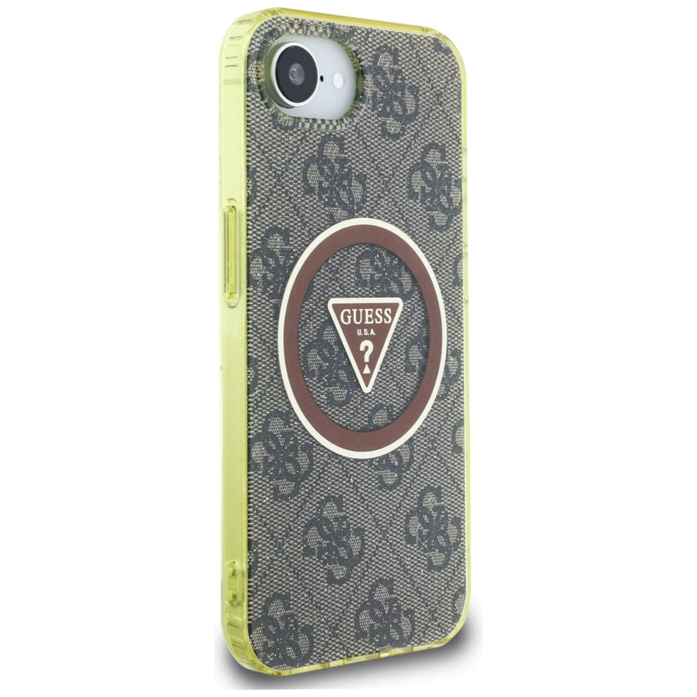 MagSafe tok Apple iPhone 17e / 16e készülékhez, Guess, IML Glitter 4G Circle Triangle, Barna