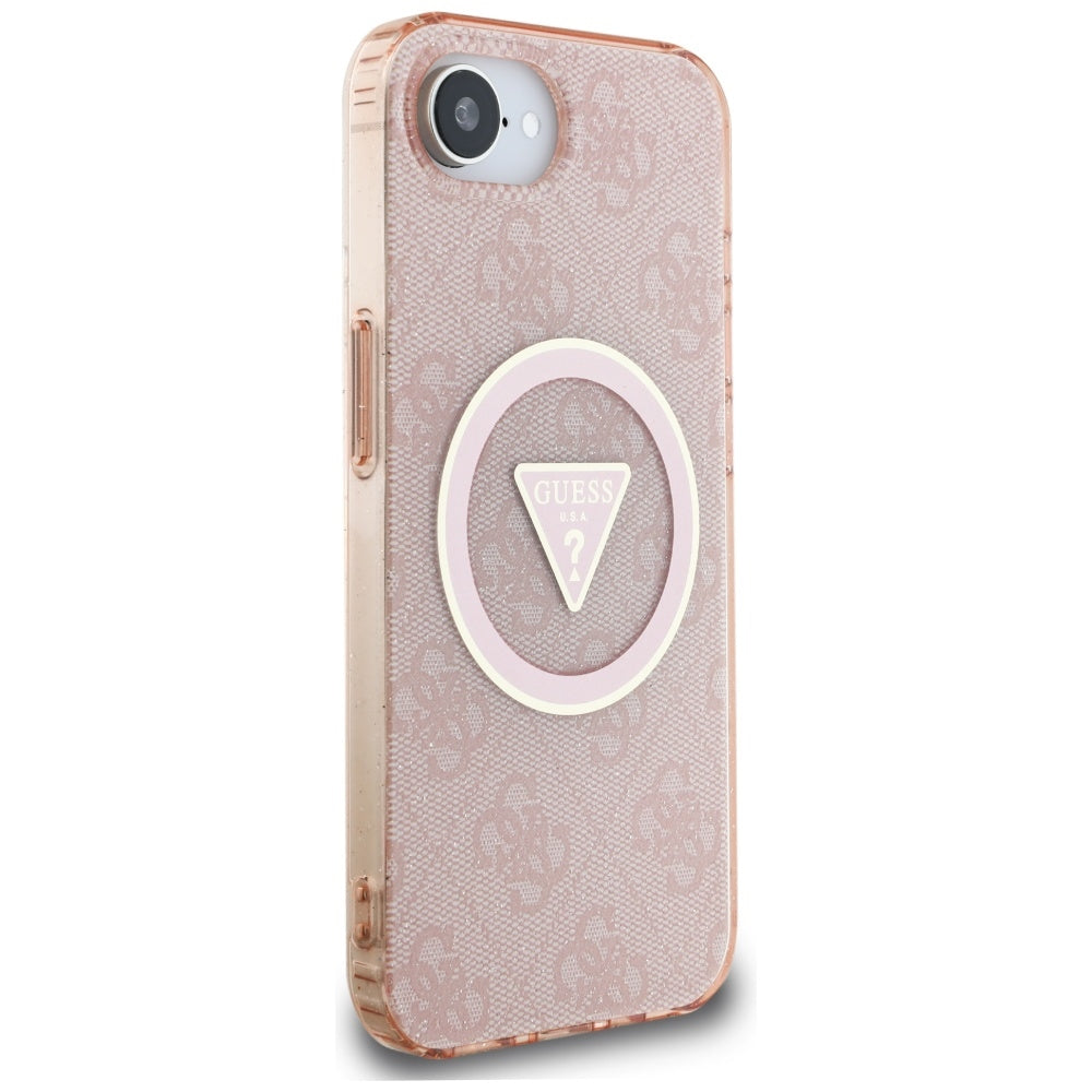 MagSafe tok Apple iPhone 17e / 16e készülékhez, Guess, IML Glitter 4G Circle Triangle, Rózsaszín