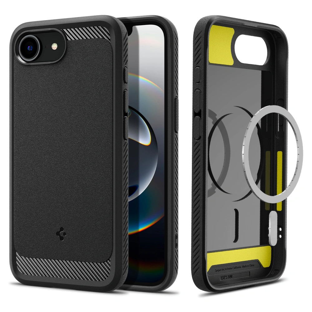 MagSafe tok Apple iPhone 17e / 16e készülékhez, Spigen, Rugged Armor, Matt Fekete