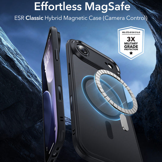 MagSafe tok Apple iPhone 17 Air-hez, ESR, Classic Hybrid, Szatén Fekete