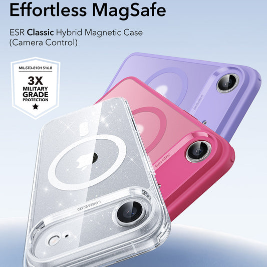 MagSafe tok Apple iPhone 17 Air-hez, ESR, Classic Hybrid Shimmer, Átlátszó