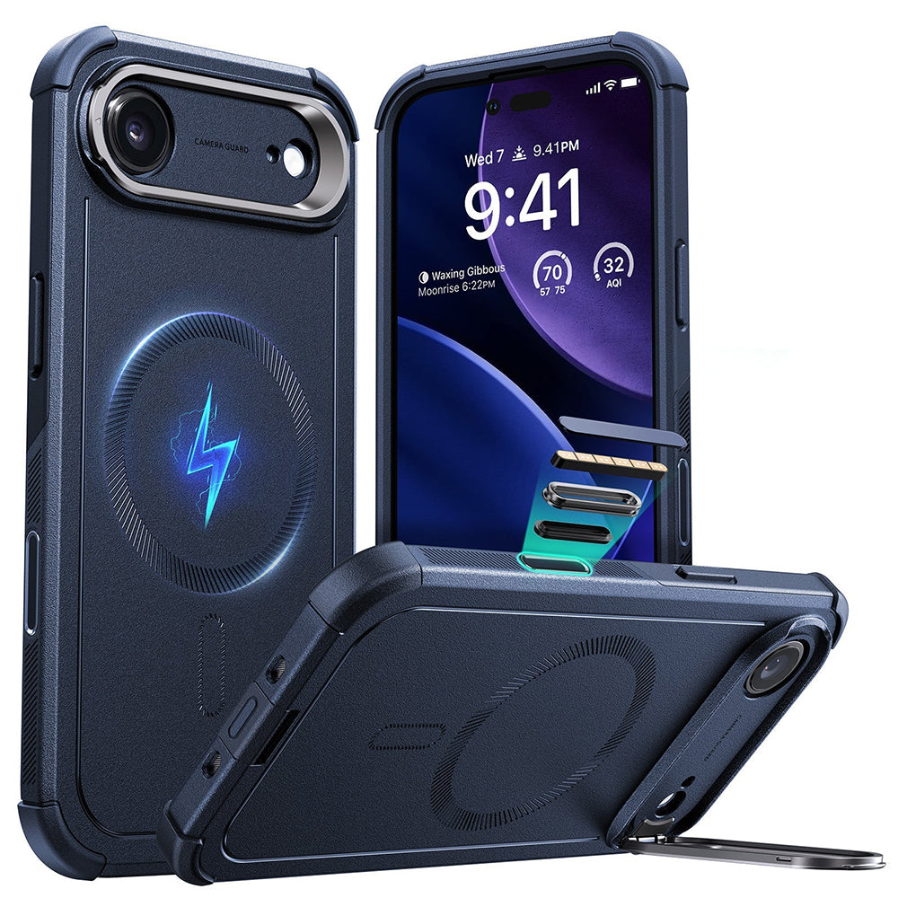 MagSafe Case for Apple iPhone 17 Air, ESR, Cyber Armor Kickstand, Blue