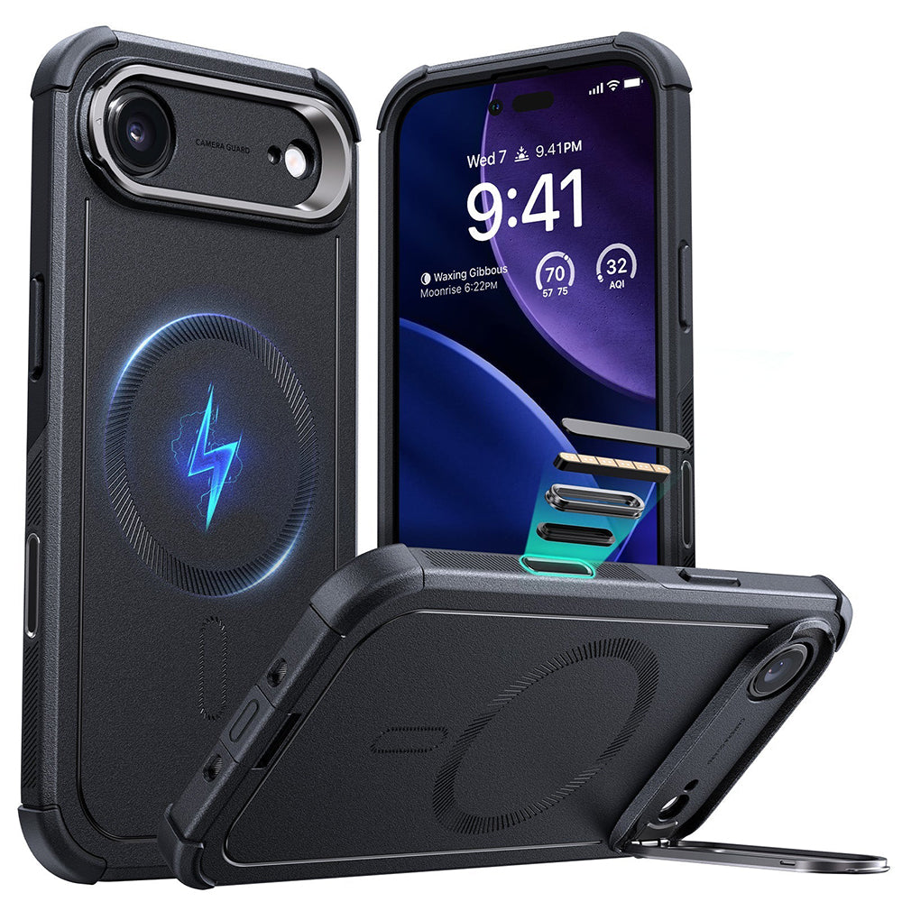 MagSafe Case for Apple iPhone 17 Air, ESR, Cyber Armor Kickstand, Black