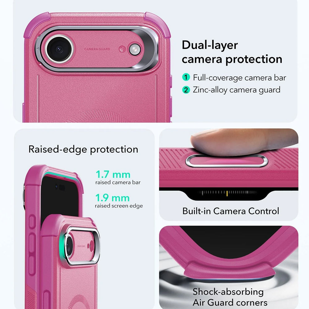 MagSafe tok Apple iPhone 17 Air-hez, ESR, Cyber Armor Kickstand, Rózsaszín