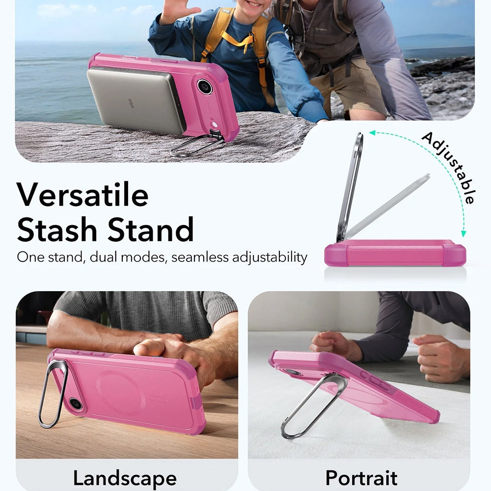 MagSafe tok Apple iPhone 17 Air-hez, ESR, Cyber Armor Kickstand, Rózsaszín
