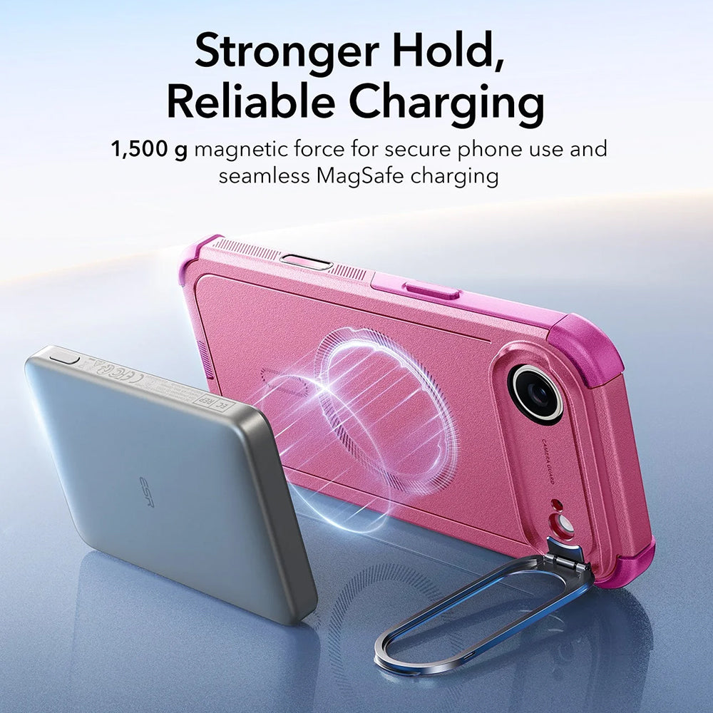 MagSafe tok Apple iPhone 17 Air-hez, ESR, Cyber Armor Kickstand, Rózsaszín