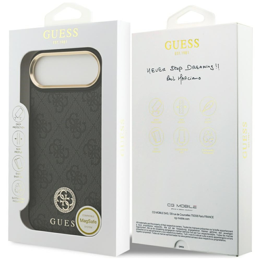 MagSafe tok Apple iPhone 17 Air-hez, Guess, 4G Strass Logo, Fekete