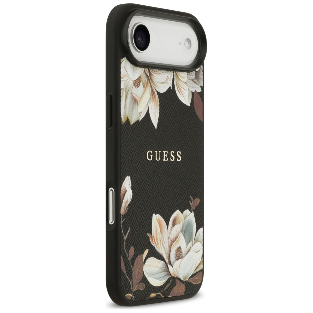 MagSafe tok Apple iPhone 17 Air-höz, Guess, Grained Flowers, Fekete