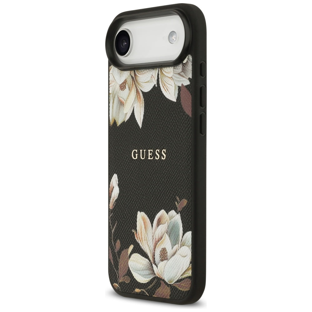 MagSafe tok Apple iPhone 17 Air-höz, Guess, Grained Flowers, Fekete