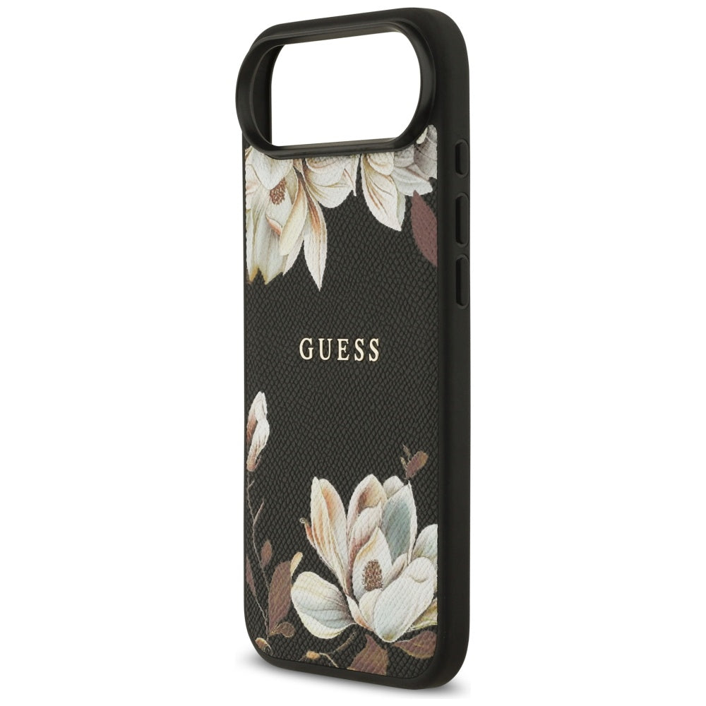 MagSafe tok Apple iPhone 17 Air-höz, Guess, Grained Flowers, Fekete