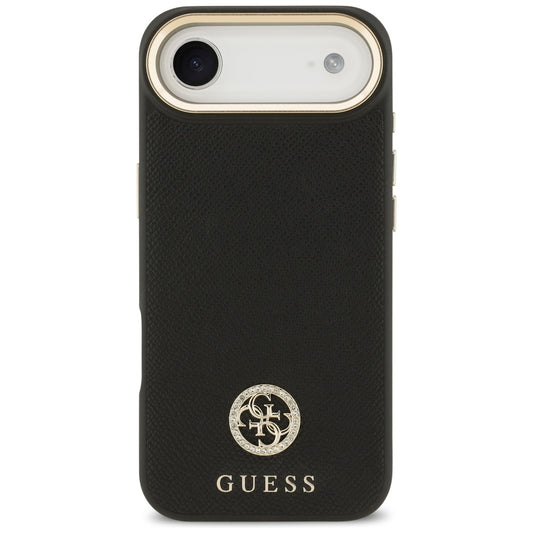 MagSafe tok Apple iPhone 17 Air-hez, Guess, Grained Strass Logo, Fekete