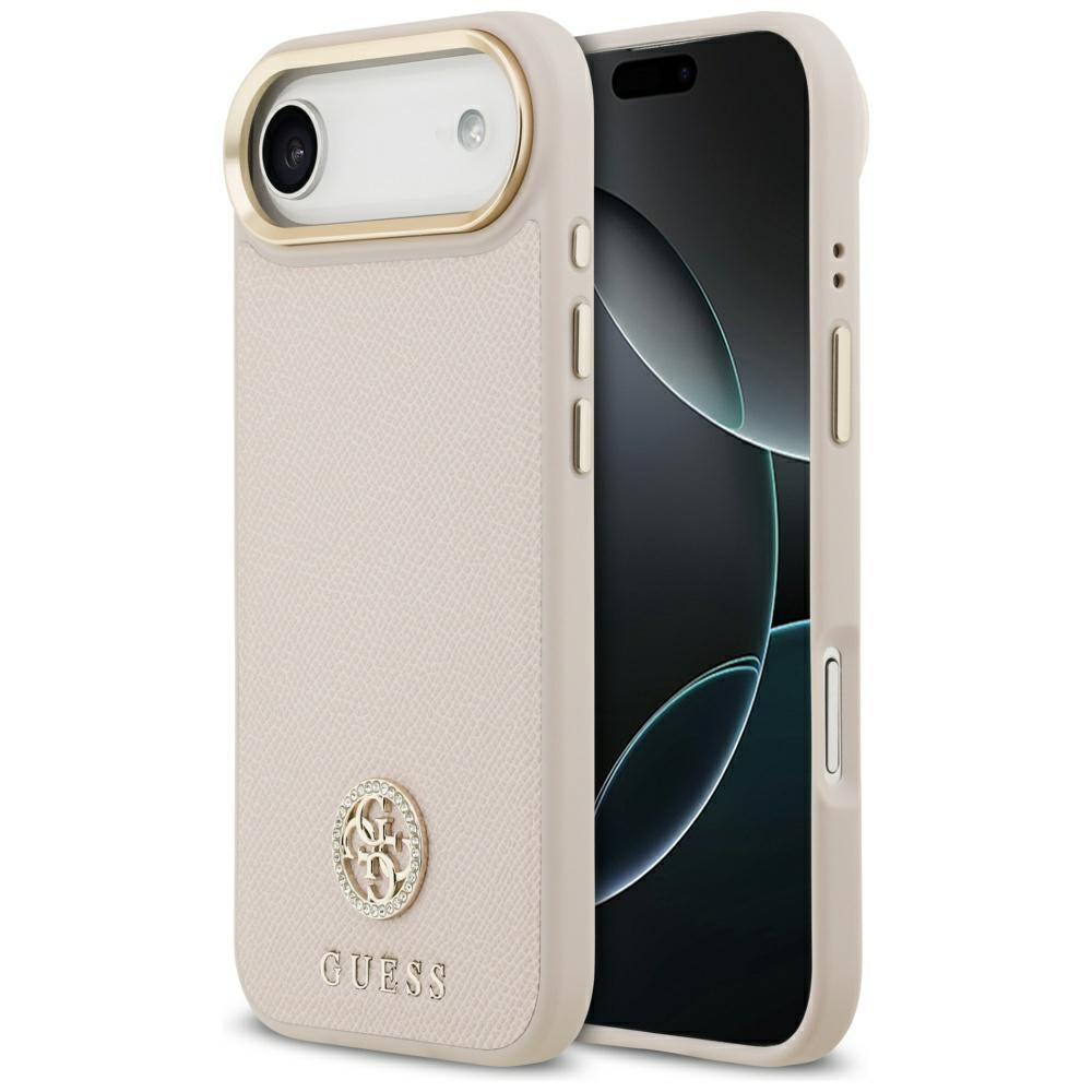 MagSafe tok Apple iPhone 17 Air-hez, Guess, Grained Strass Logo, Rózsaszín