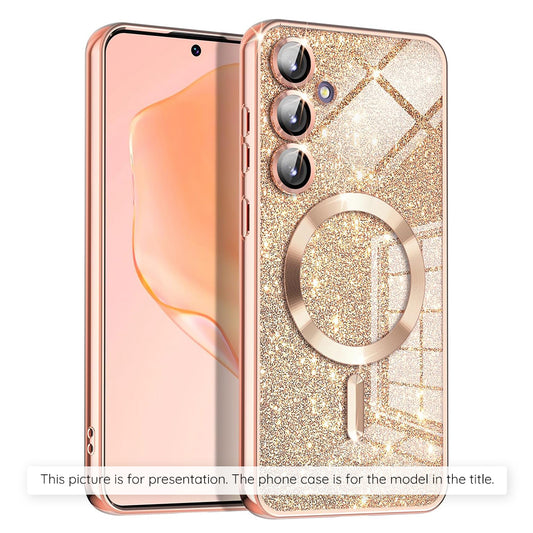 MagSafe tok Apple iPhone 17 Air-hez, Techsuit, Luxury Glitter, Arany Rózsaszín