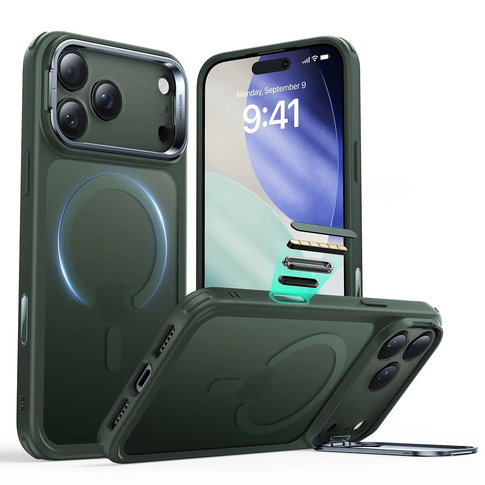 MagSafe tok Apple iPhone 17-hez, ESR, Classic Hybrid Kickstand, Szaténzöld