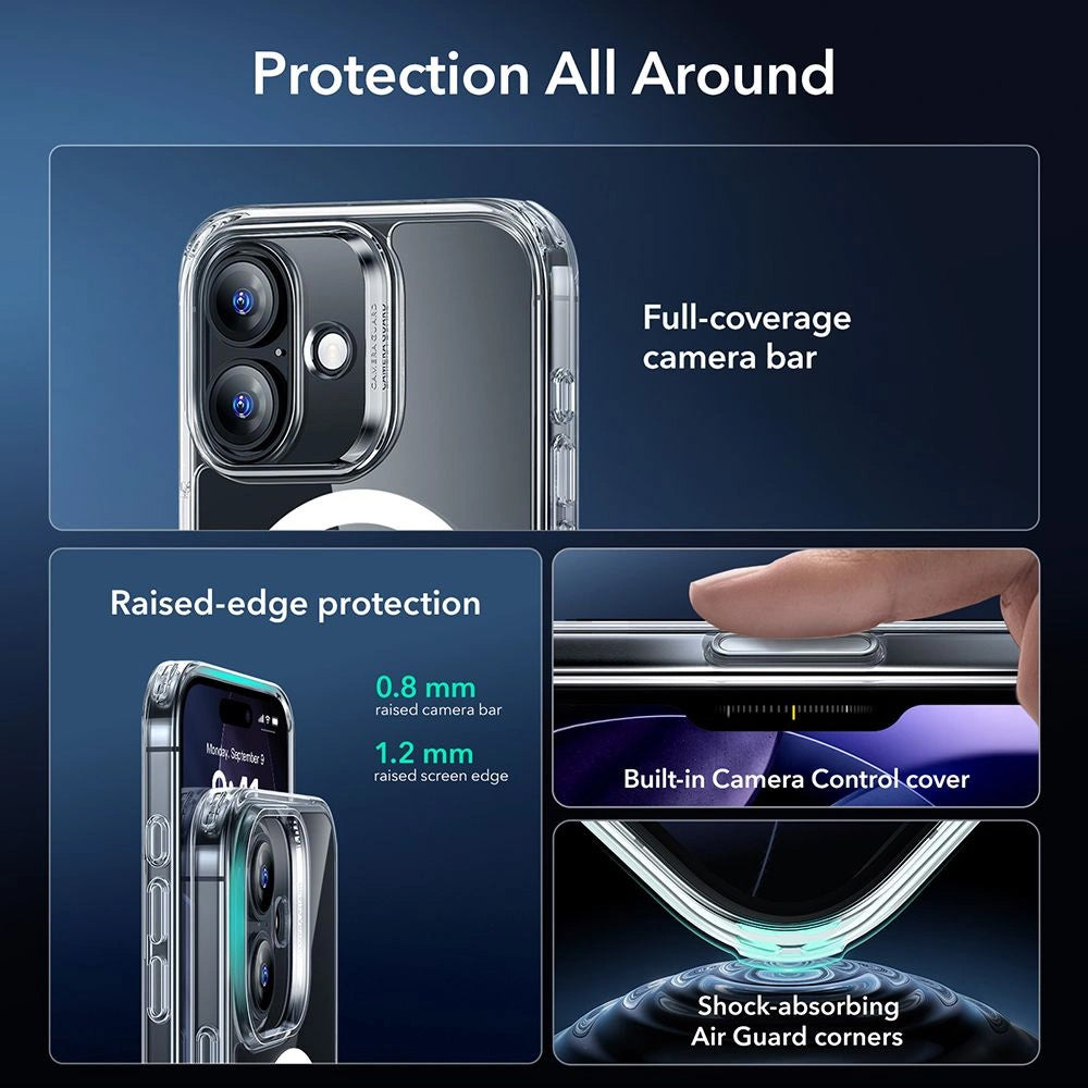 MagSafe tok Apple iPhone 17-hez, ESR, Classic Hybrid képernyővédővel, Átlátszó