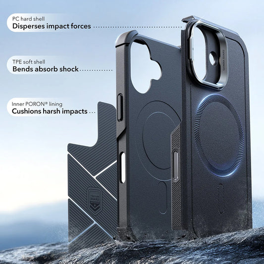 MagSafe tok Apple iPhone 17-hez, ESR, Cyber Armor Kickstand, Fekete