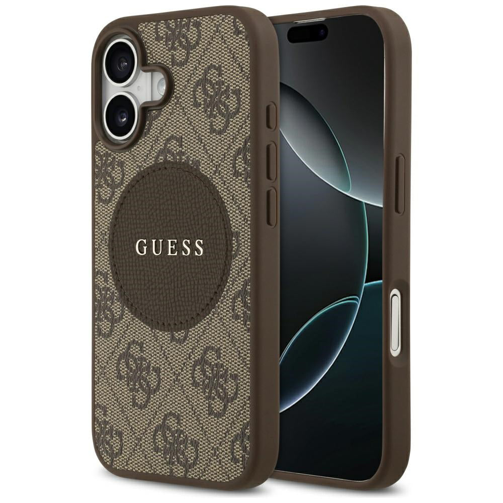MagSafe tok Apple iPhone 17-hez, Guess, 4G Circle Classic Logo, Barna