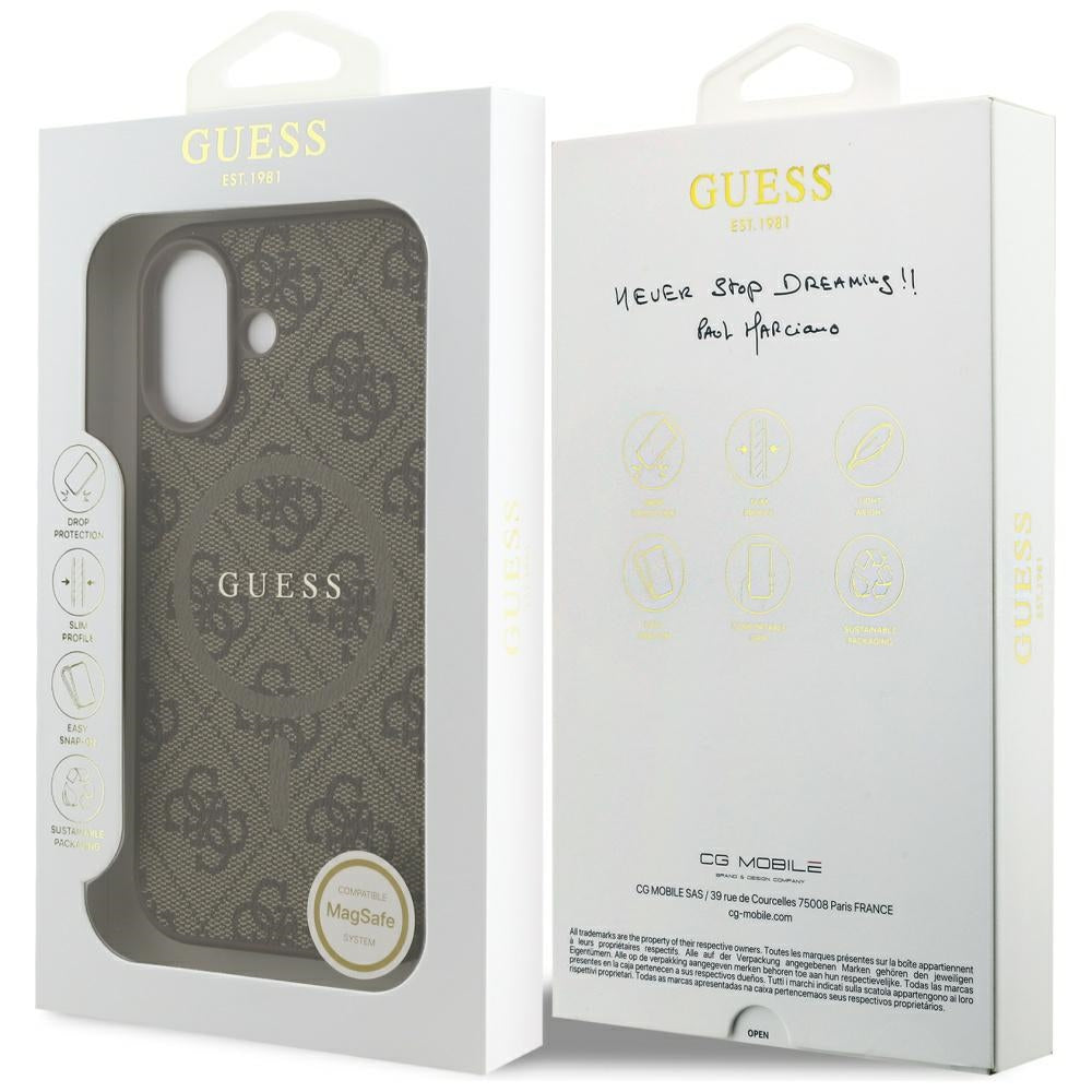 MagSafe tok Apple iPhone 17-hez, Guess, 4G Ring Classic Logo, Barna