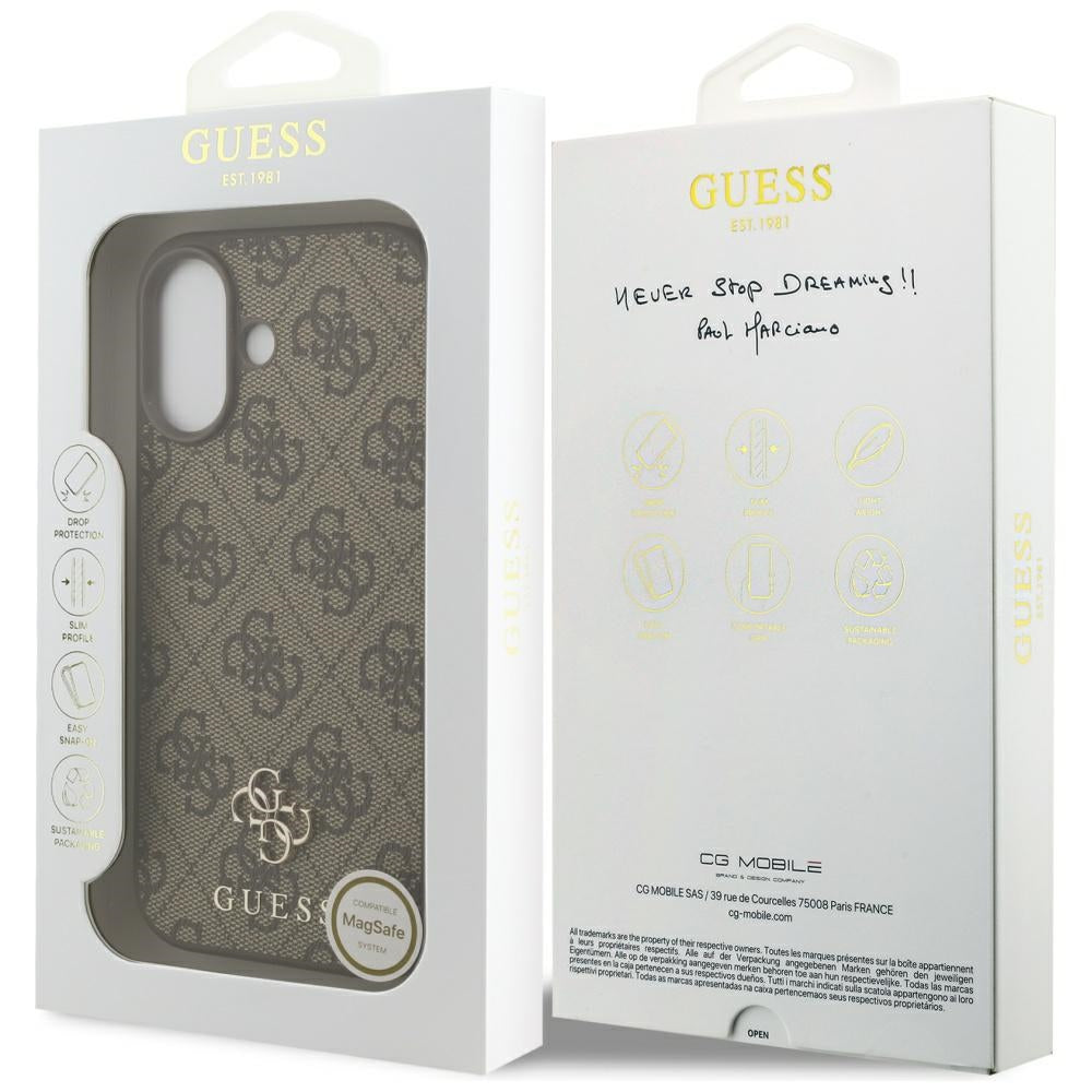 MagSafe tok Apple iPhone 17-hez, Guess, 4G Small and Classic Logo, Barna