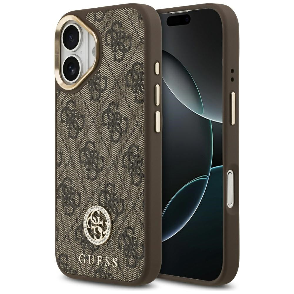 MagSafe tok Apple iPhone 17-hez, Guess, 4G Strass Logo, Barna