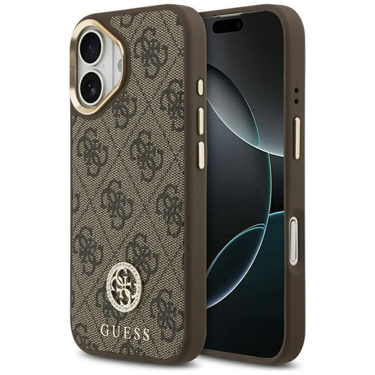 MagSafe tok Apple iPhone 17-hez, Guess, 4G Strass Logo, Barna