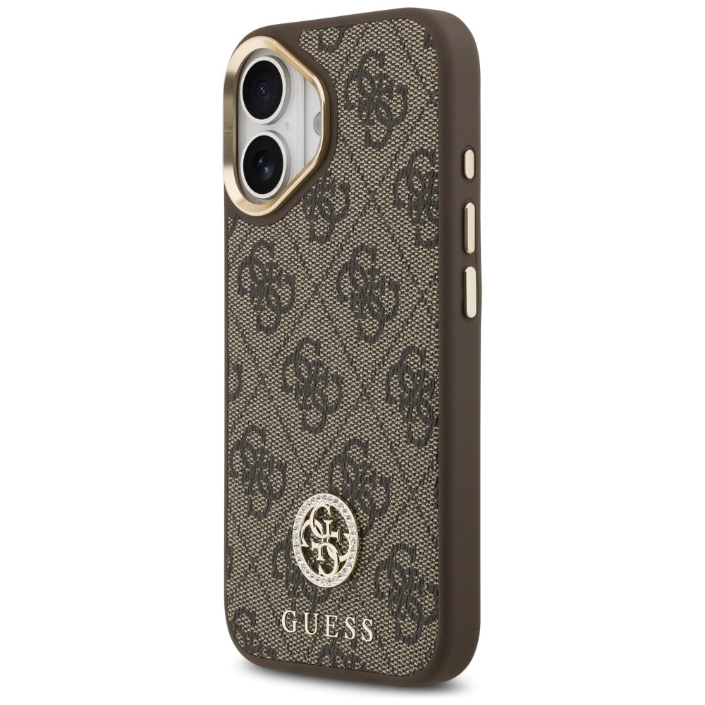 MagSafe tok Apple iPhone 17-hez, Guess, 4G Strass Logo, Barna