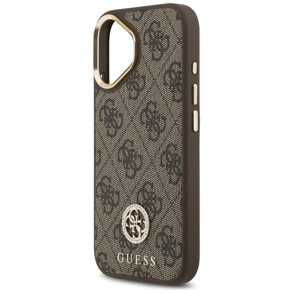 MagSafe tok Apple iPhone 17-hez, Guess, 4G Strass Logo, Barna